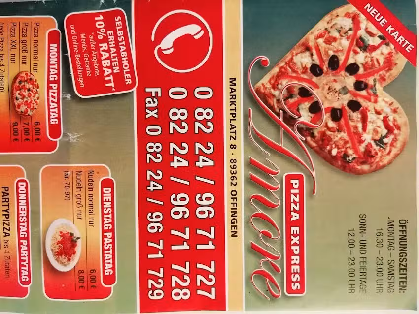Pizza Express Amore.Marktplatz 8, Offingen 89362